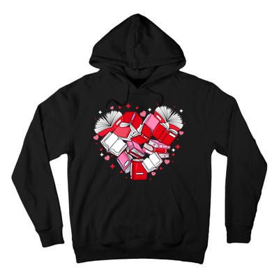 Valentine Book Lover Heart Shape Librarian Bookworm Costume Tall Hoodie