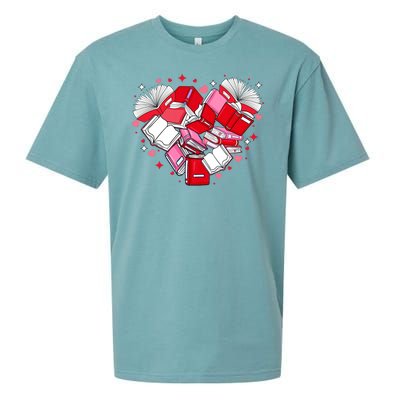 Valentine Book Lover Heart Shape Librarian Bookworm Costume Sueded Cloud Jersey T-Shirt