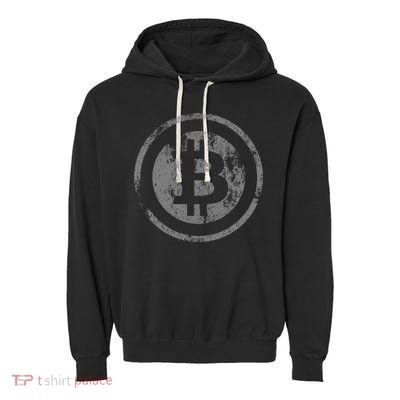 Vintage Bitcoin Logo Garment-Dyed Fleece Hoodie