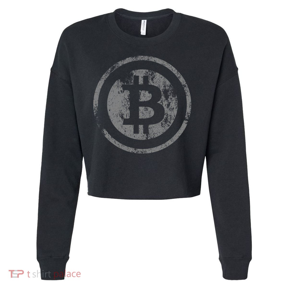 Vintage Bitcoin Logo Cropped Pullover Crew