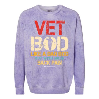 Vet Bod Like Dad Bod But More Back Pain Retro Vintage Colorblast Crewneck Sweatshirt