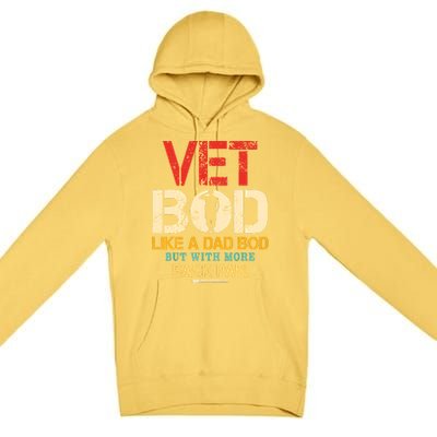 Vet Bod Like Dad Bod But More Back Pain Retro Vintage Premium Pullover Hoodie