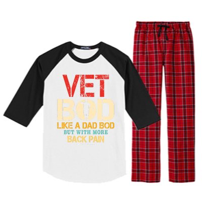 Vet Bod Like Dad Bod But More Back Pain Retro Vintage Raglan Sleeve Pajama Set