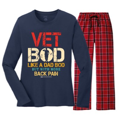 Vet Bod Like Dad Bod But More Back Pain Retro Vintage Women's Long Sleeve Flannel Pajama Set 