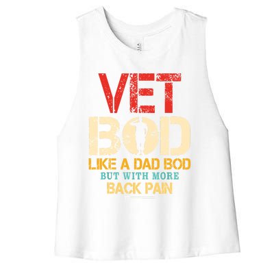 Vet Bod Like Dad Bod But More Back Pain Retro Vintage Women's Racerback Cropped Tank