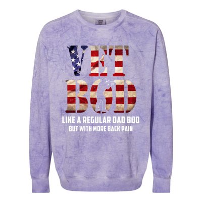 Vet Bod Like A Dad Bod But With More Back Pain American Flag Meaningful Gift Colorblast Crewneck Sweatshirt