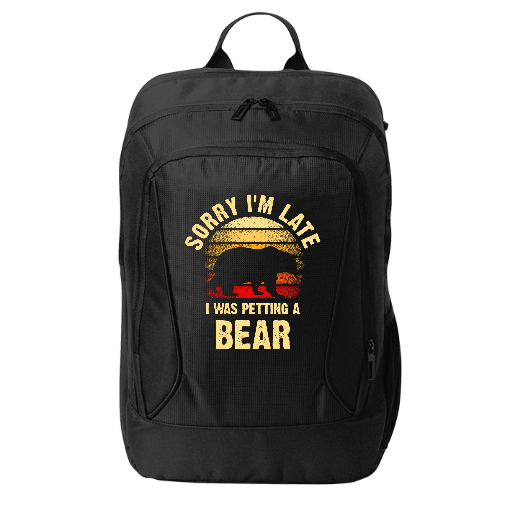 Vintage Bear Lover Sorry IM I Was Petting A Bear Funny City Backpack