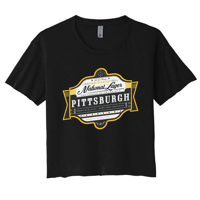 Vintage Beer Label Pittsburgh Women's Crop Top Tee