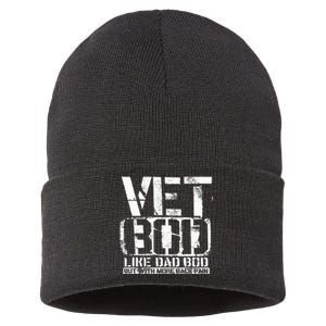 Vet Bod Like A Dad Bod Stencil With More Back Pain Veteran  Sustainable Knit Beanie