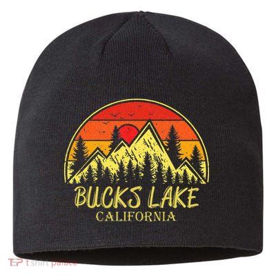 Vintage Bucks Lake California Ca Mountains Hiking Souvenir Sustainable Beanie