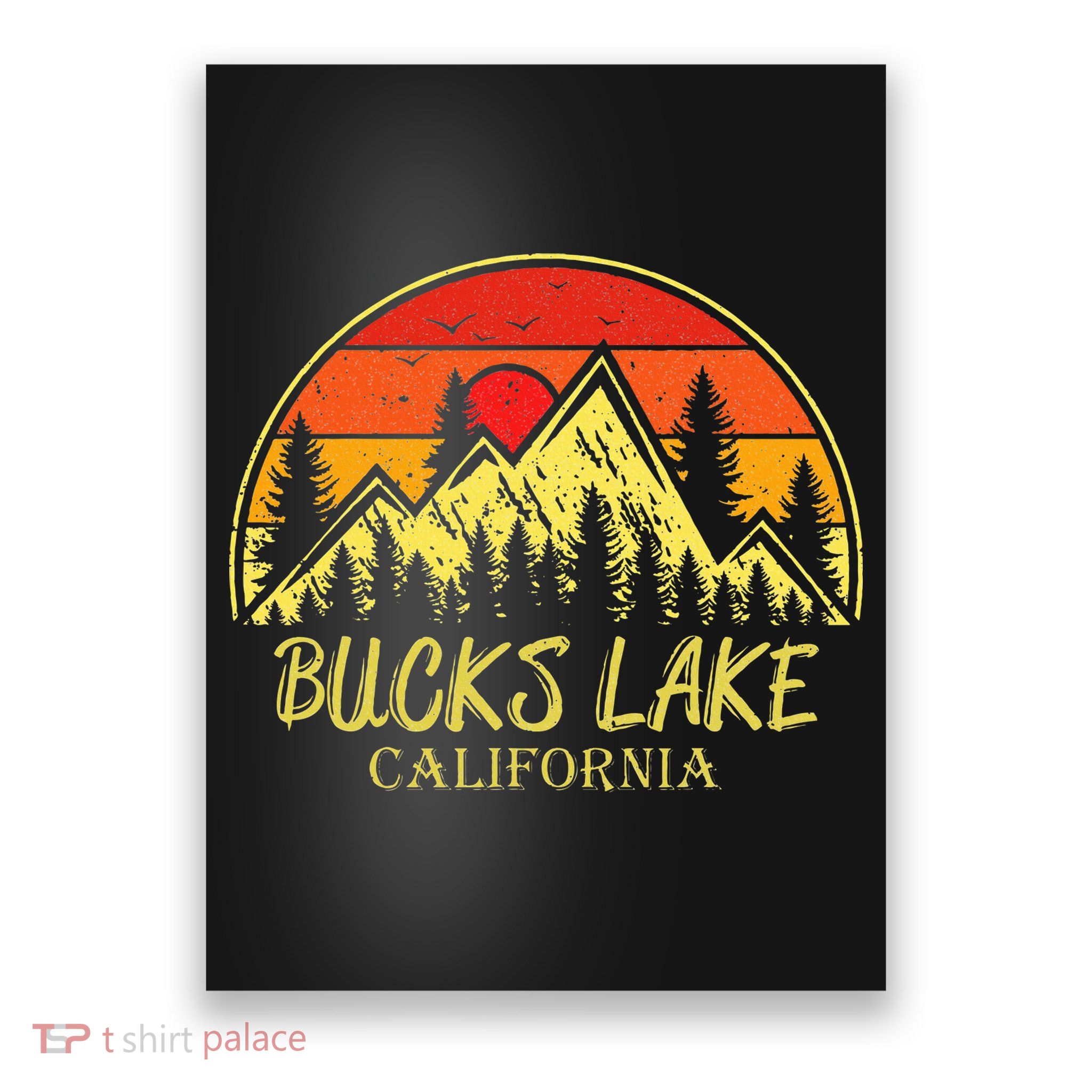 Vintage Bucks Lake California Ca Mountains Hiking Souvenir Poster