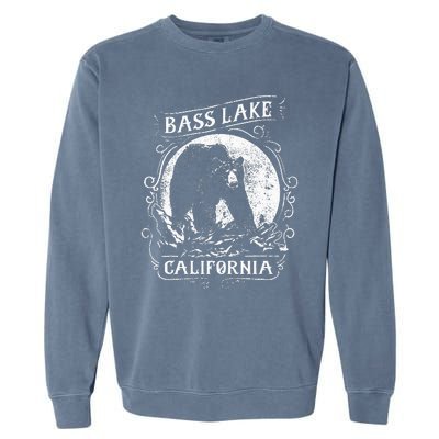 Vintage Bass Lake Retro Bear Vacation California Garment-Dyed Sweatshirt