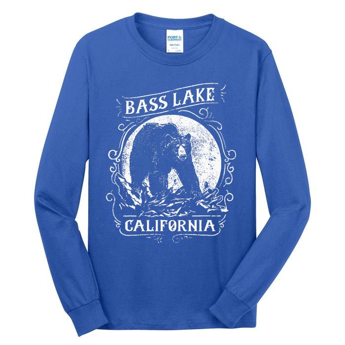 Vintage Bass Lake Retro Bear Vacation California Tall Long Sleeve T-Shirt