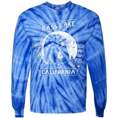 Vintage Bass Lake Retro Bear Vacation California Tie-Dye Long Sleeve Shirt