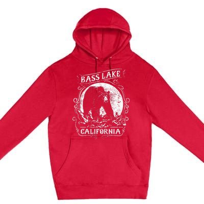 Vintage Bass Lake Retro Bear Vacation California Premium Pullover Hoodie