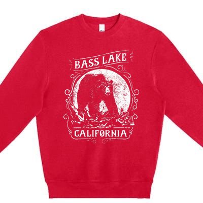 Vintage Bass Lake Retro Bear Vacation California Premium Crewneck Sweatshirt