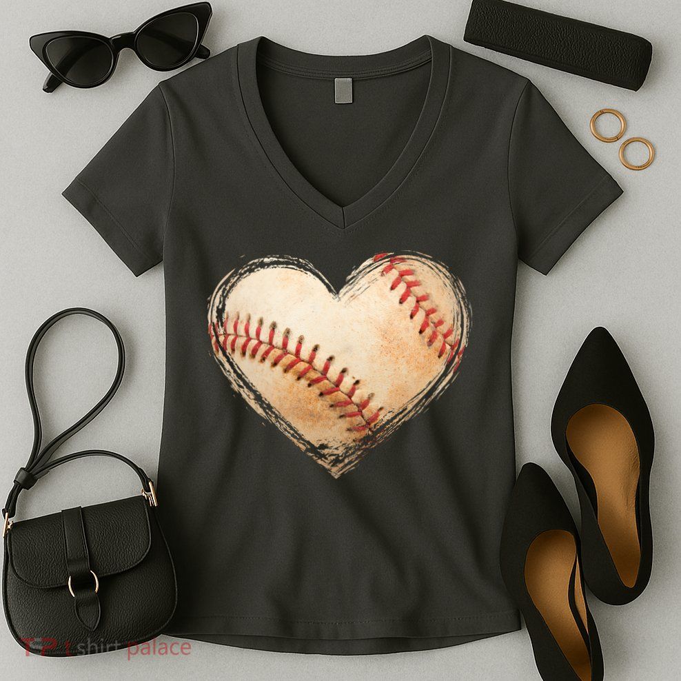 Vintage Baseball Lover Women's V-Neck T-Shirt