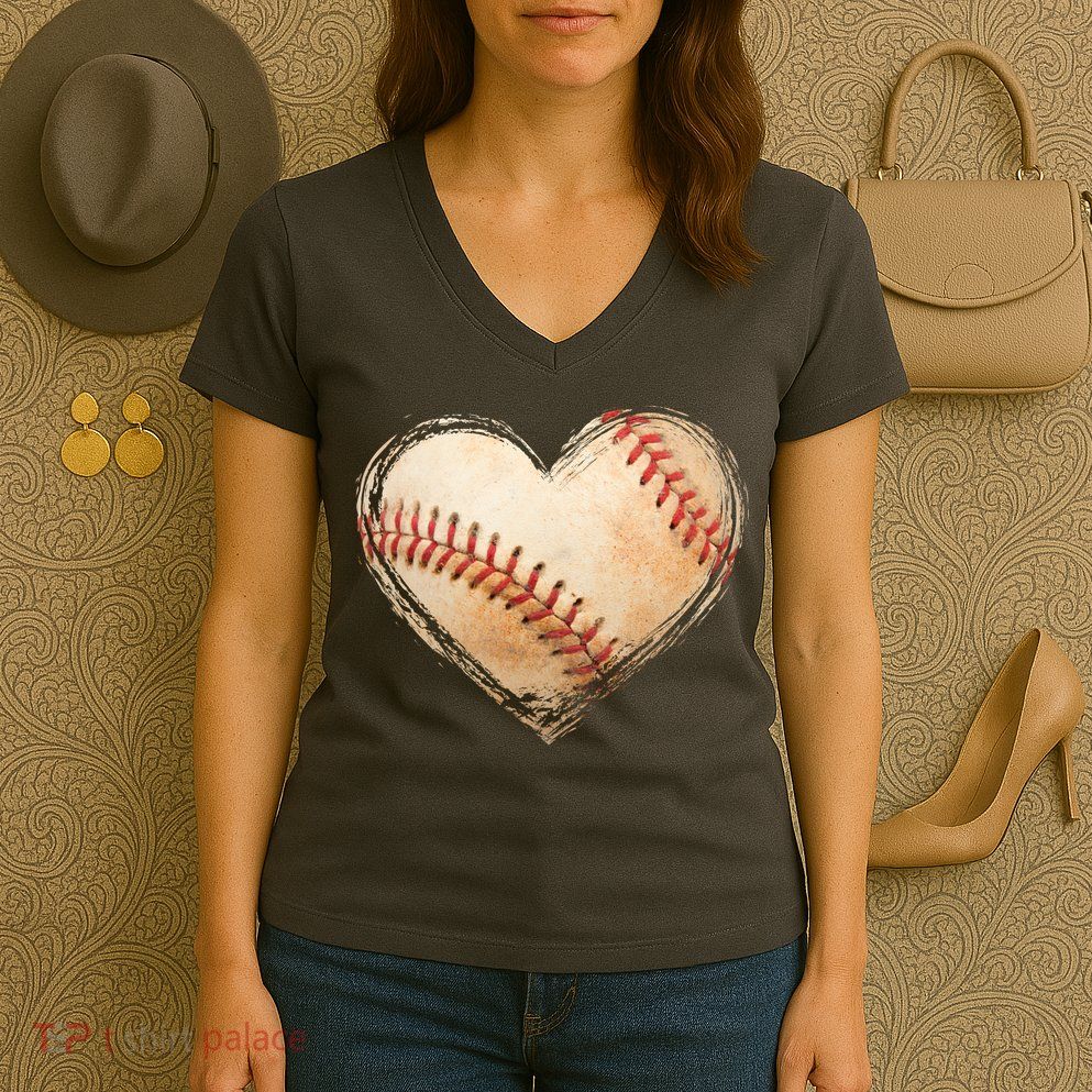 Vintage Baseball Lover Women's V-Neck T-Shirt