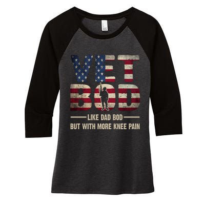 Vet Bod Like A Dad Bod But With More Knee Pain Veteran Women's Tri-Blend 3/4-Sleeve Raglan Shirt