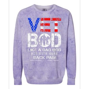 Vet Bod Like Dad Bod But With More Back Pain Veterans Day Colorblast Crewneck Sweatshirt