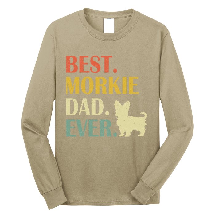 Vintage Best Morkie Dog Dad Ever Fathers Day Gifts Long Sleeve Shirt