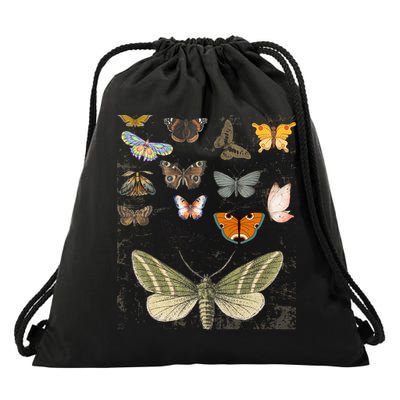 Vintage Butterfly Moth Aesthetic Drawstring Bag