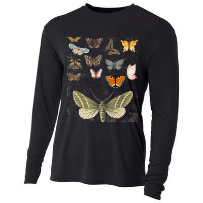 Vintage Butterfly Moth Aesthetic Cooling Performance Long Sleeve Crew