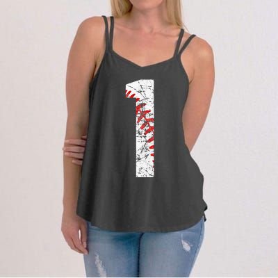 Vintage Baseball Mom 1 Jersey Baseball Jersey Number 1 Women's Strappy Tank