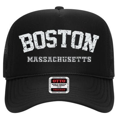 Vintage Boston Massachusetts Est 1630 Souvenir Gift High Crown Mesh Back Trucker Hat