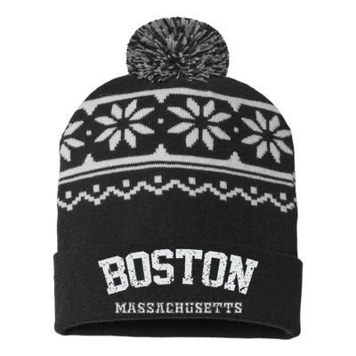 Vintage Boston Massachusetts Est 1630 Souvenir Gift USA-Made Snowflake Beanie