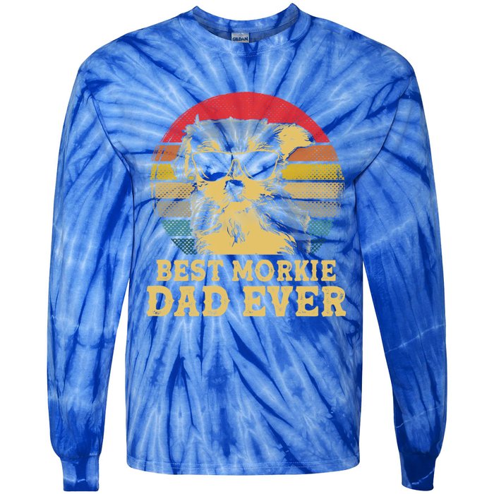 Vintage Best Morkie Dad Ever Dog Lovers Great Gift Tie-Dye Long Sleeve Shirt