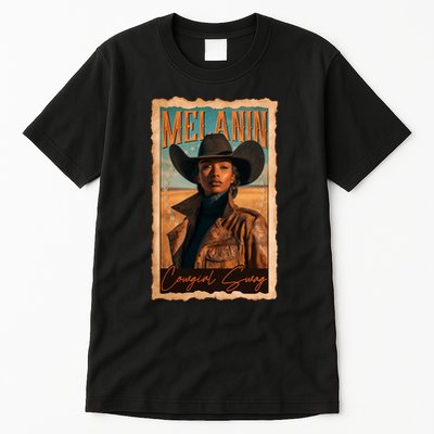 Vintage Beautiful Melanin Cowgirl Swag Black African American Cowgirl Tall T-Shirt