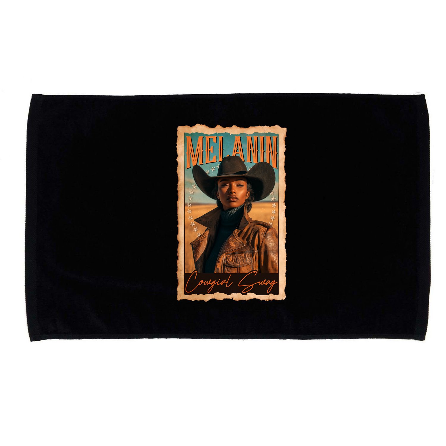 Vintage Beautiful Melanin Cowgirl Swag Black African American Cowgirl Microfiber Hand Towel