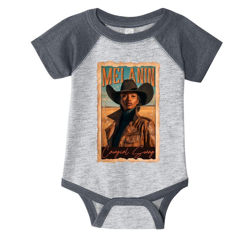 Vintage Beautiful Melanin Cowgirl Swag Black African American Cowgirl Infant Baby Jersey Bodysuit