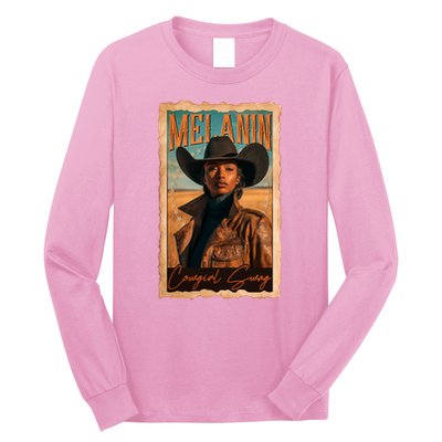 Vintage Beautiful Melanin Cowgirl Swag Black African American Cowgirl Long Sleeve Shirt