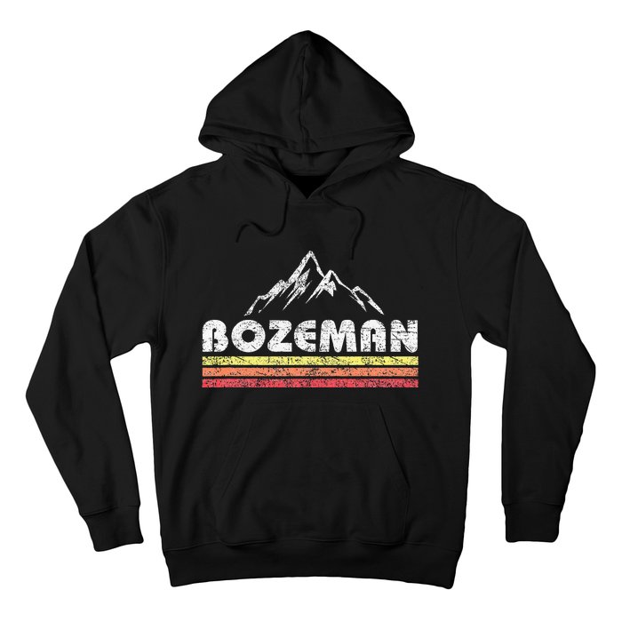 Vintage Bozeman Montana Retro Mountain Faded Lines Souvenir Hoodie