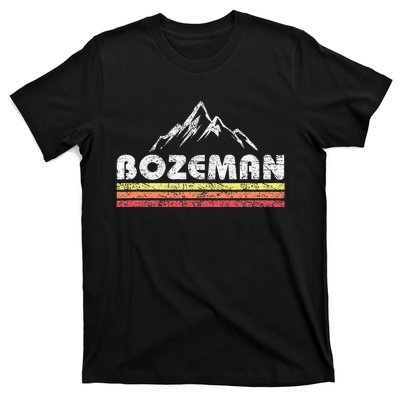 Vintage Bozeman Montana Retro Mountain Faded Lines Souvenir T-Shirt