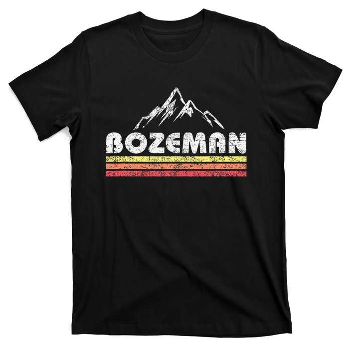 Vintage Bozeman Montana Retro Mountain Faded Lines Souvenir T-Shirt