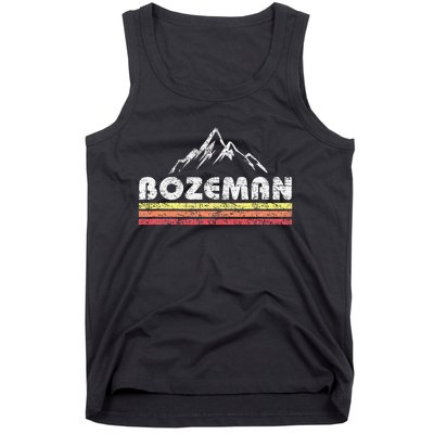 Vintage Bozeman Montana Retro Mountain Faded Lines Souvenir Tank Top