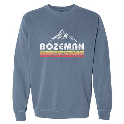 Vintage Bozeman Montana Retro Mountain Faded Lines Souvenir Garment-Dyed Sweatshirt