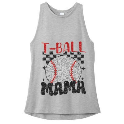 Vintage Ball Mama Softball Mom Checkered Print Mothers Day Ladies PosiCharge Tri-Blend Wicking Tank