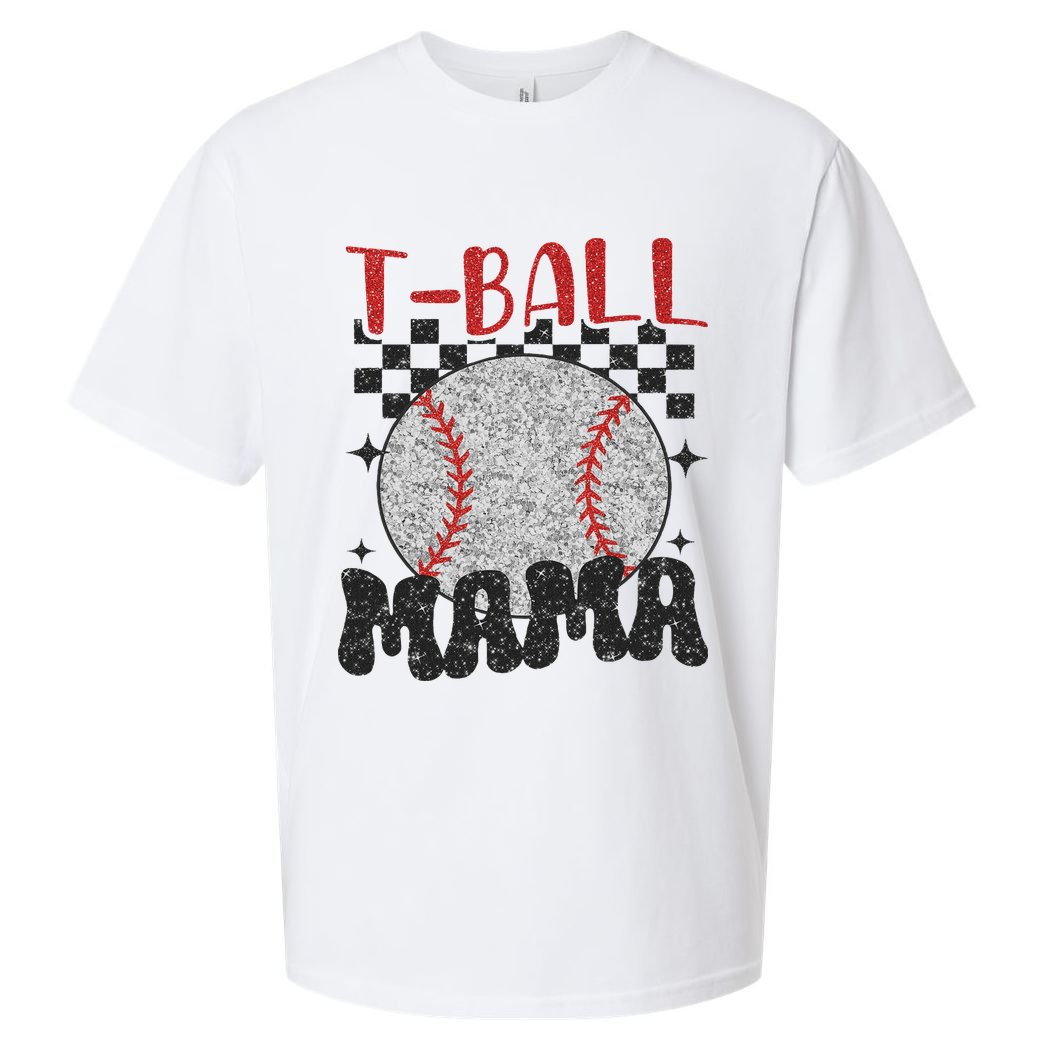 Vintage Ball Mama Softball Mom Checkered Print Mothers Day Sueded Cloud Jersey T-Shirt
