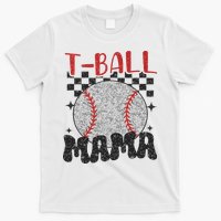 Vintage Ball Mama Softball Mom Checkered Print Mothers Day T-Shirt