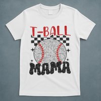 Vintage Ball Mama Softball Mom Checkered Print Mothers Day T-Shirt