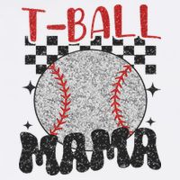 Vintage Ball Mama Softball Mom Checkered Print Mothers Day T-Shirt