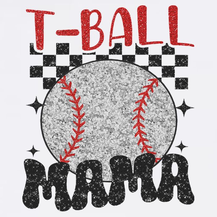 Vintage Ball Mama Softball Mom Checkered Print Mothers Day T-Shirt