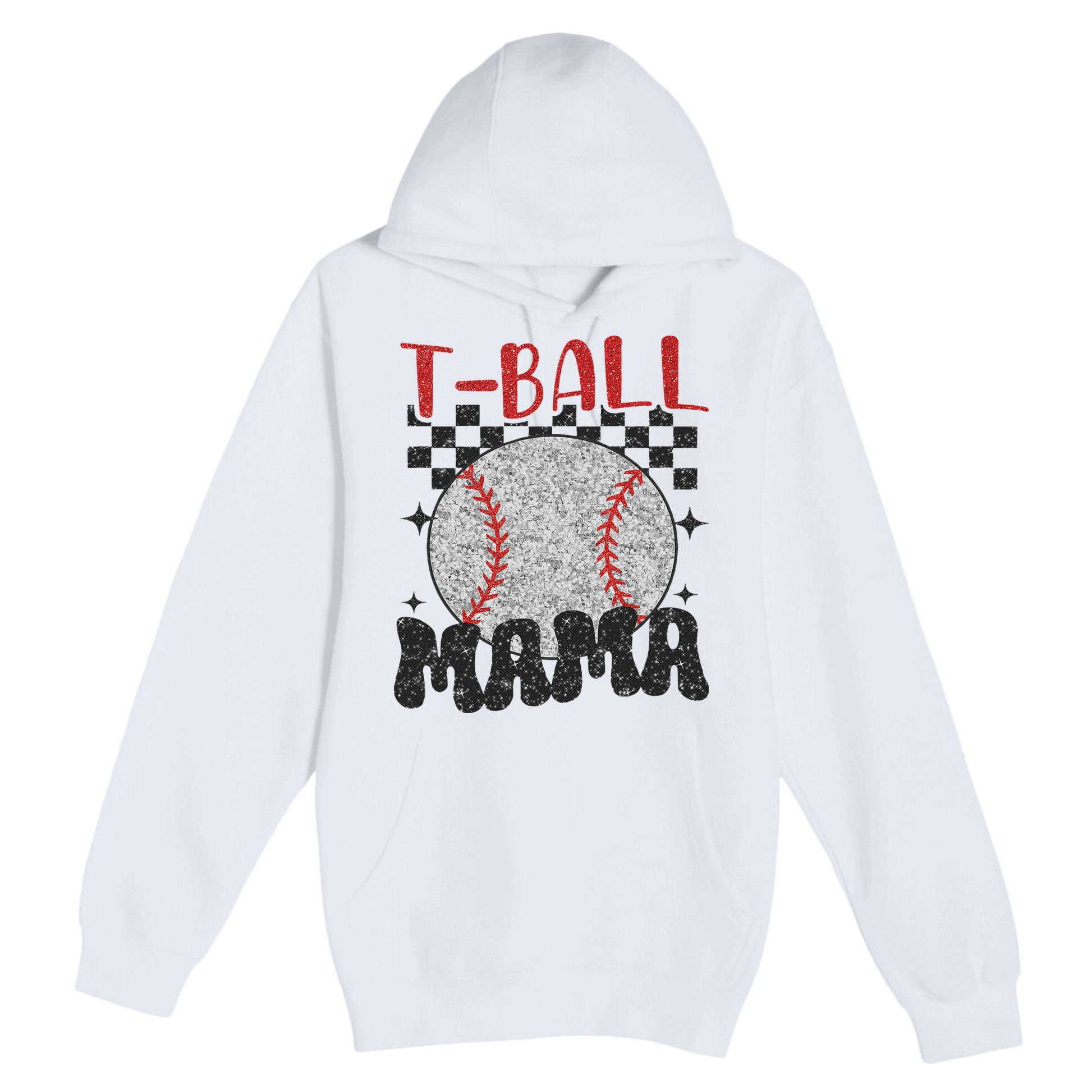 Vintage Ball Mama Softball Mom Checkered Print Mothers Day Premium Pullover Hoodie