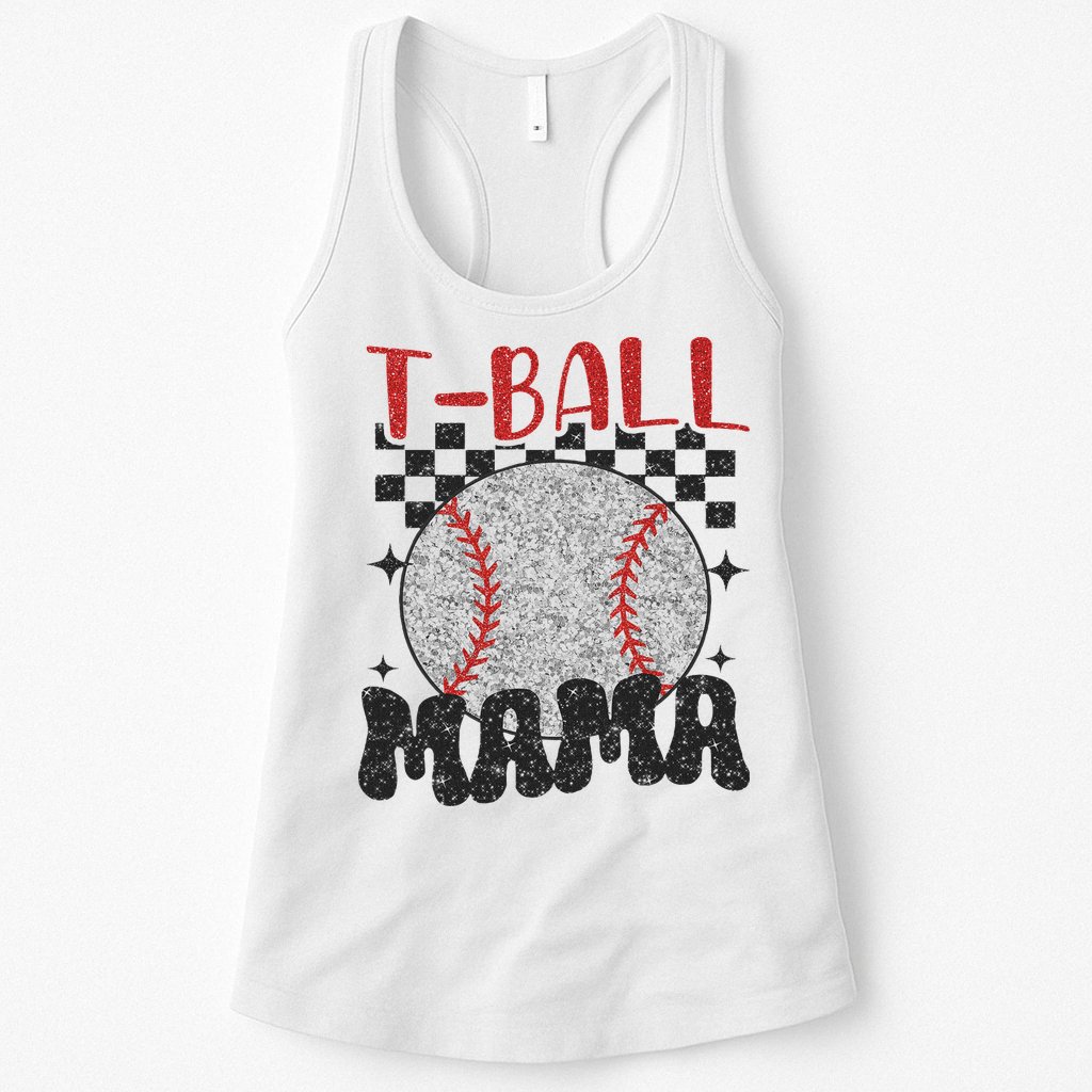 Vintage Ball Mama Softball Mom Checkered Print Mothers Day Womens Tank Top