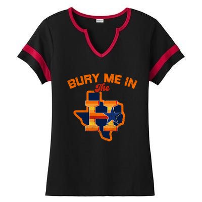 Vintage Bury Me In The H Houston Baseball Ladies Halftime Notch Neck Tee