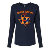 Vintage Bury Me In The H Houston Baseball Womens Cotton Relaxed Long Sleeve T-Shirt